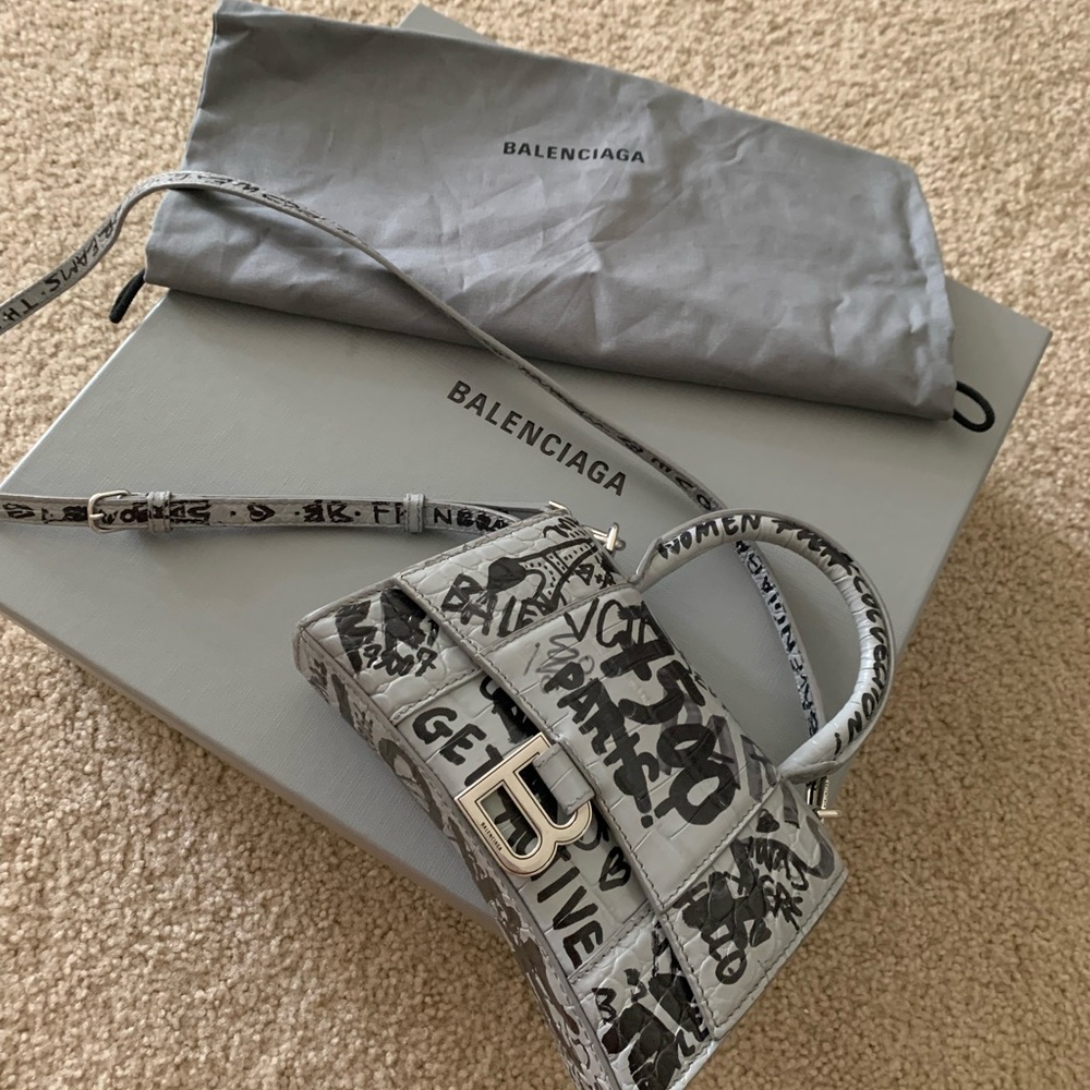 BALENCIAGA LIMITED Grey Graffiti Hourglass XS